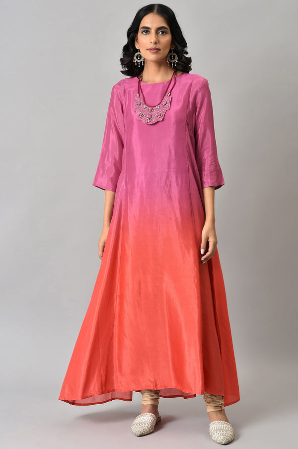 Purple and Red Ombre Dress with Neckpiece