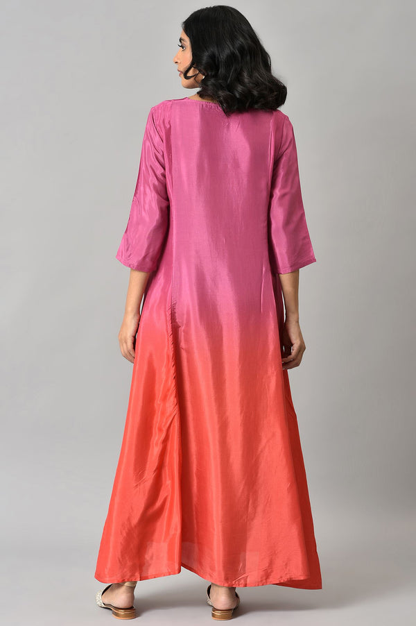 Purple and Red Ombre Dress with Neckpiece