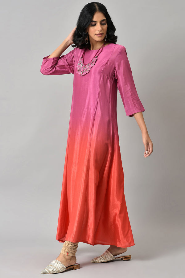 Purple and Red Ombre Dress with Neckpiece