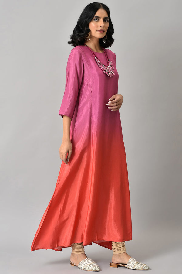 Purple and Red Ombre Dress with Neckpiece