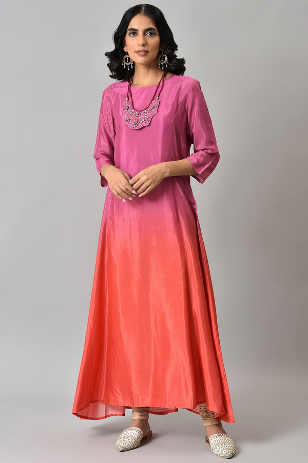 Purple and Red Ombre Dress with Neckpiece