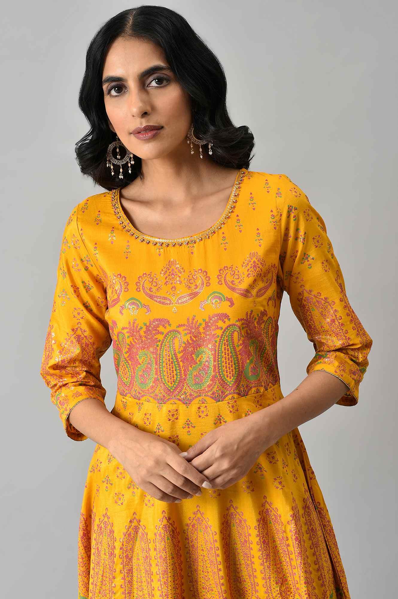 Murtard Indie Dress With Embellished Neckline - wforwoman