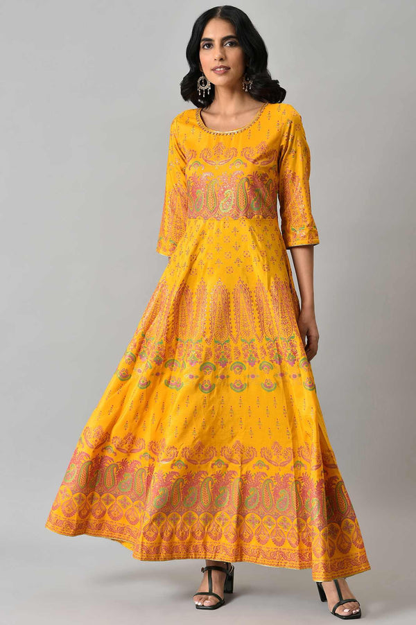 Murtard Indie Dress With Embellished Neckline