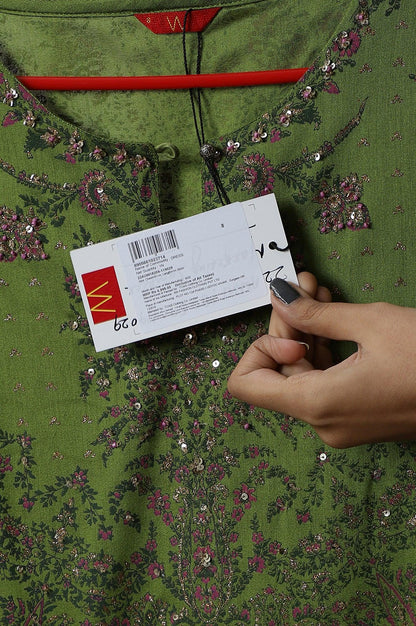 Green Floral Printed Indie Dress - wforwoman