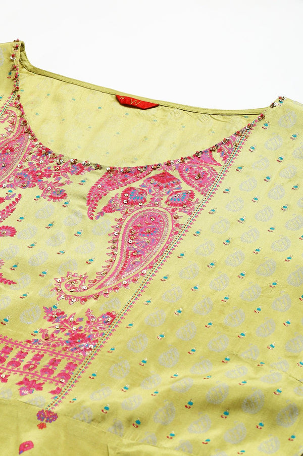 Green Floral Printed And Embellished Festive Plus Size kurta