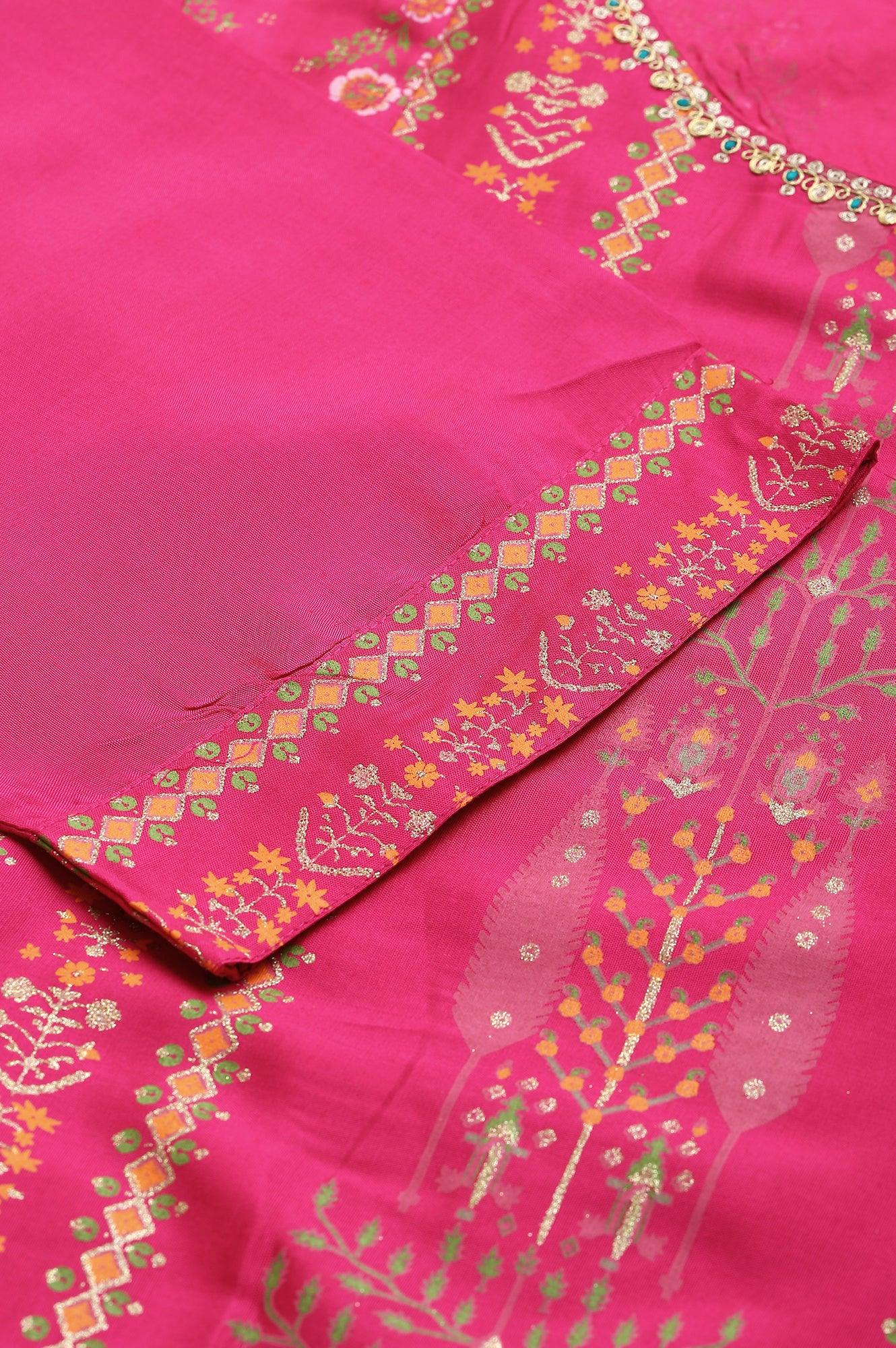 Plus Size Pink Flared Paisley Print kurta - wforwoman