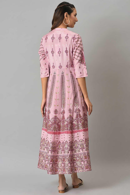 Cameo Pink Floral Printed Festive Dress - wforwoman