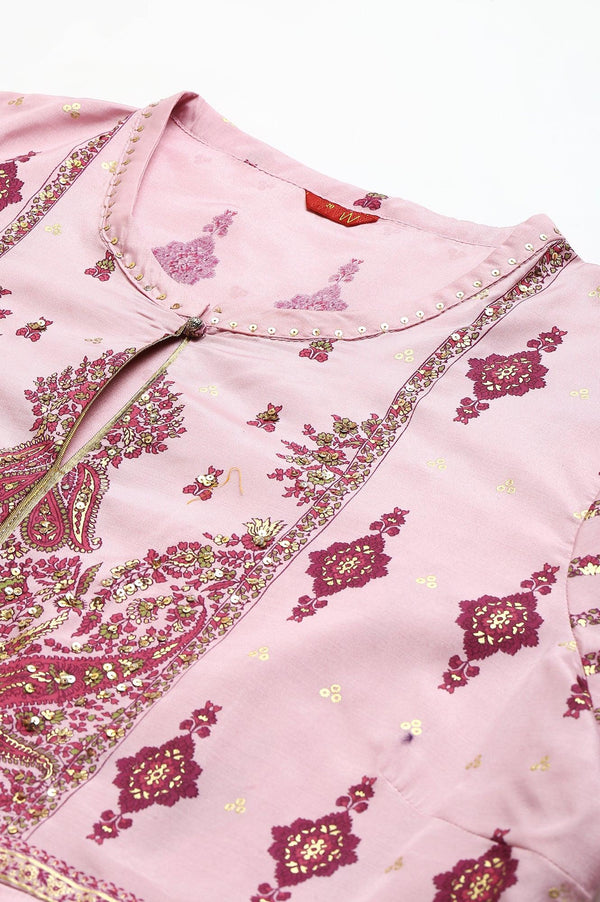 Plus Size Cameo Pink Floral Printed Festive Dress