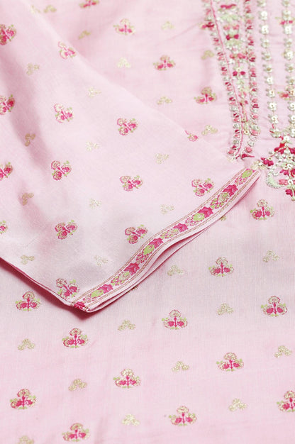 Cameo Pink Floral Printed And Embroidered kurta - wforwoman