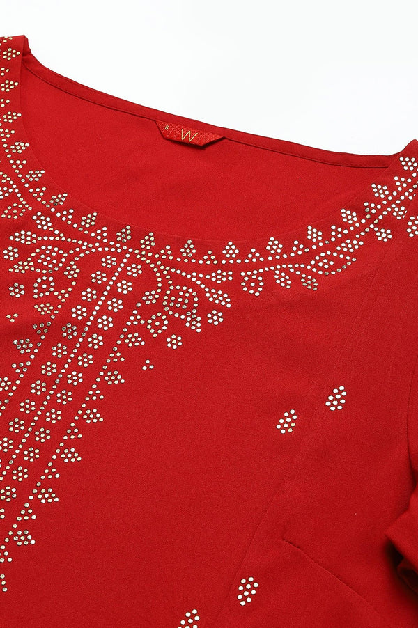 Red Mukaish Printed kurta