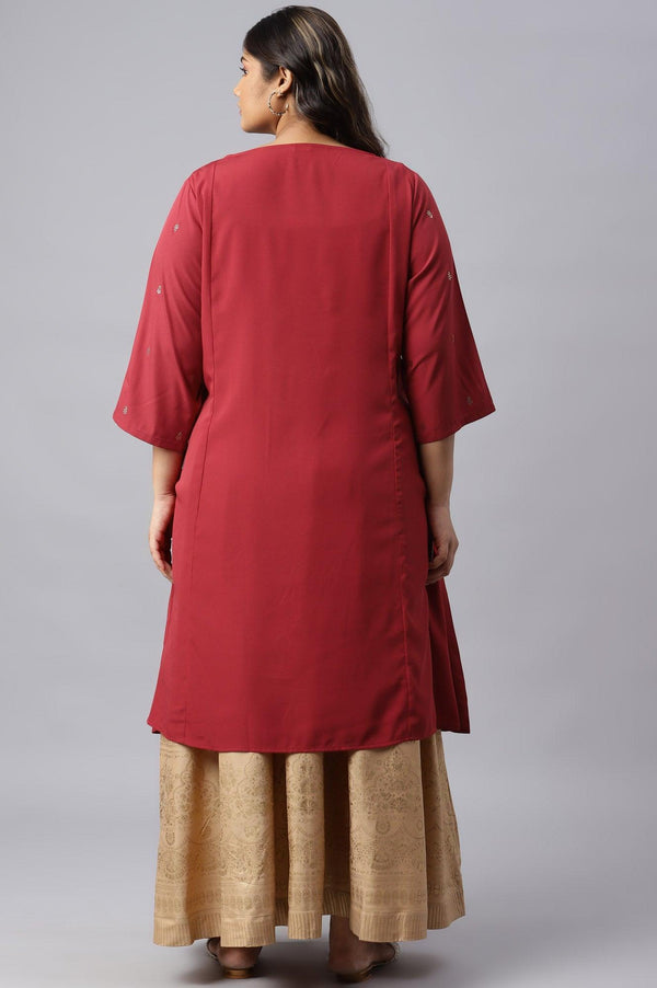 Red Mukaish Printed Plus Size kurta