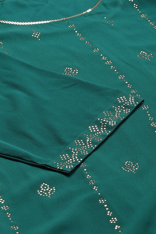 Green Mukaish Printed Layered Plus Size kurta