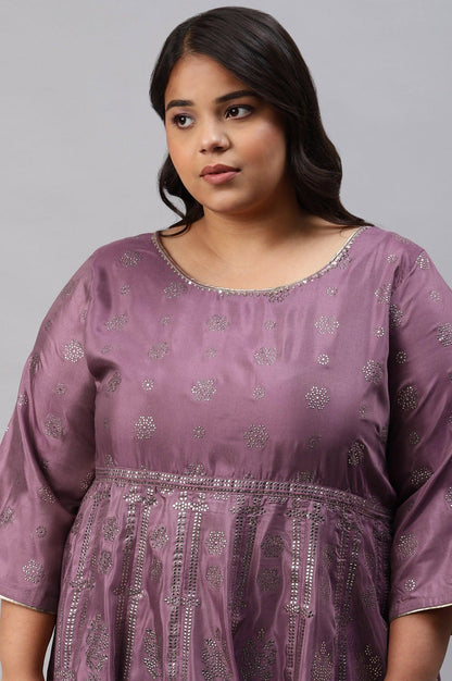 Plus Size Purple Festive Gathered Shantung Dress - wforwoman