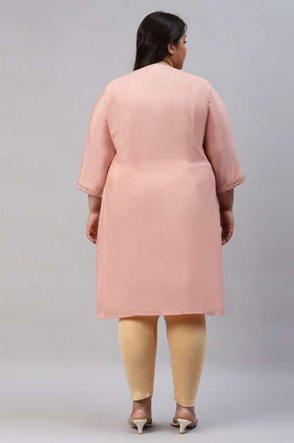 Plus Size Blush Pink Mukaish Printed kurta - wforwoman