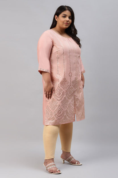 Plus Size Blush Pink Mukaish Printed kurta - wforwoman