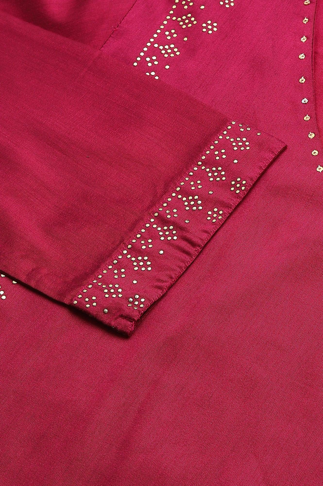 Magenta Mukaish Printed kurta With Sequins - wforwoman