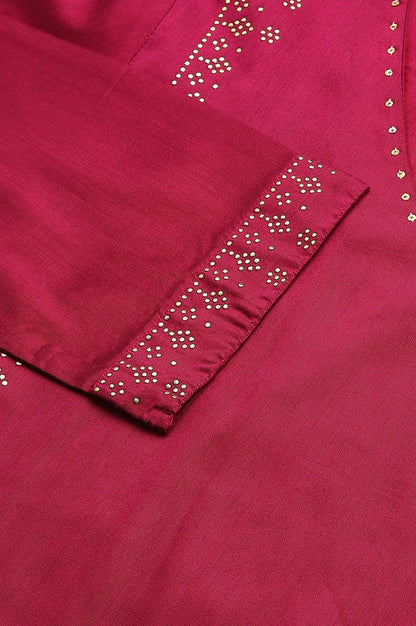 Magenta Mukaish Printed kurta With Sequins - wforwoman