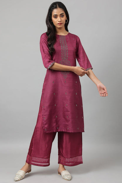 Purple Karnatka Silk Mukaish Print kurta - wforwoman