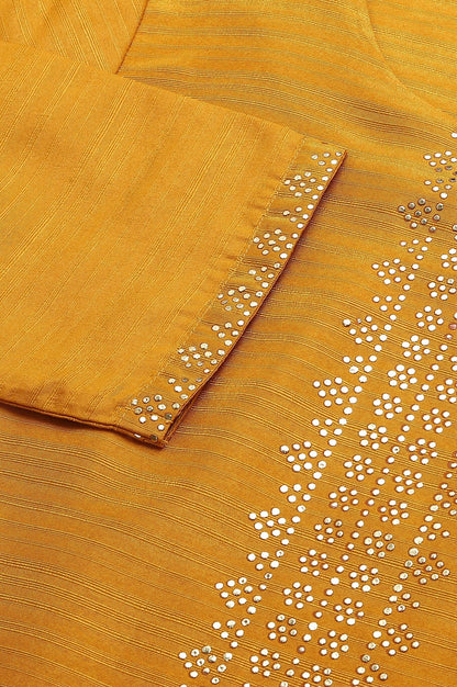 Mustard Karnatka Silk Mukaish Print kurta - wforwoman