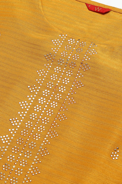 Mustard Karnatka Silk Mukaish Print kurta