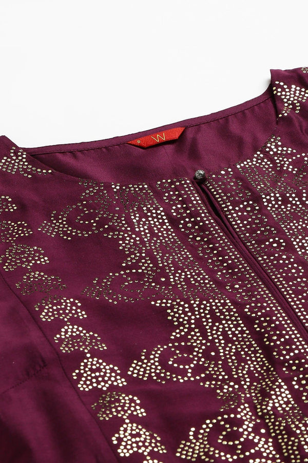 Dark Pink Mukaish Placement Print kurta