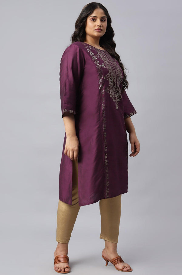 Plus Size Pink Mukaish Placement Print kurta