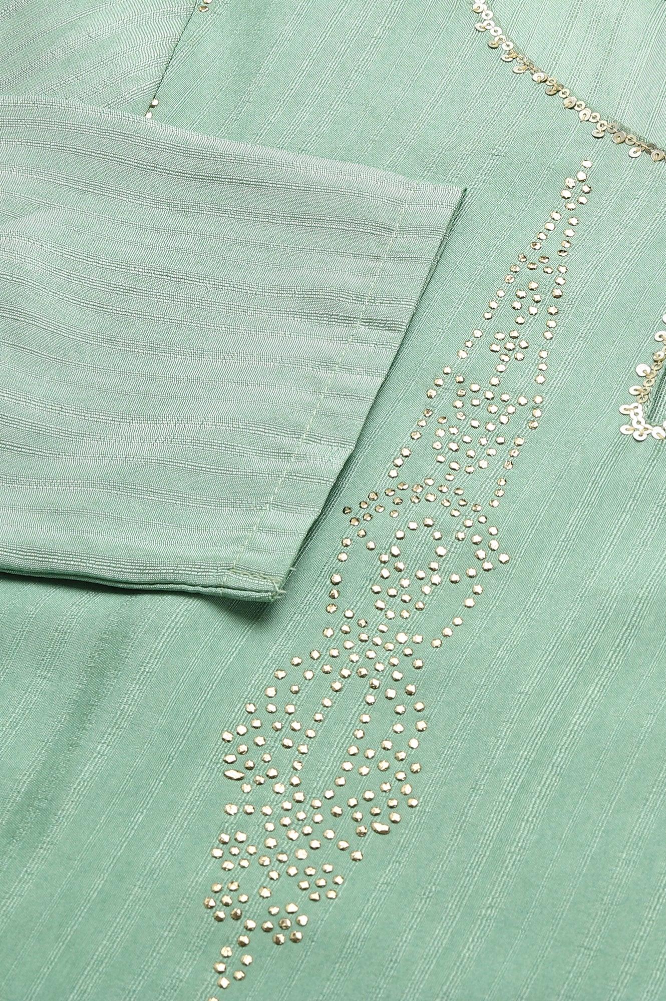 Pistachio Green Mukaish Printed kurta - wforwoman