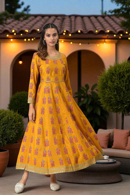 mustard yellow ethnic dress Joyfolie Women's Aniya Boho Dress in Mustard, Medium