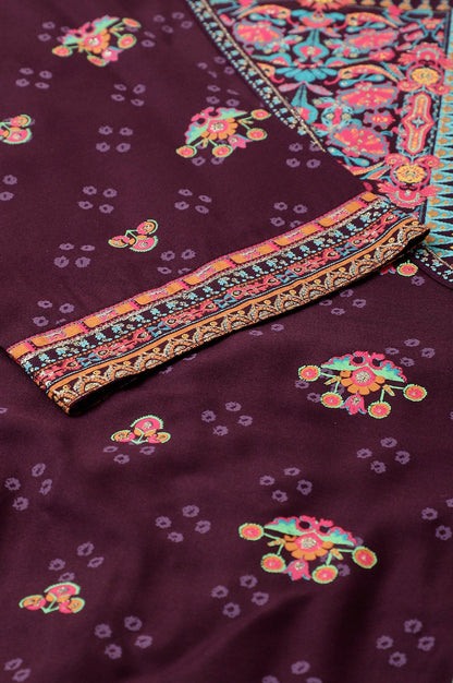 Plus Size Dark Purple Printed Angrakha Jumpsuit - wforwoman