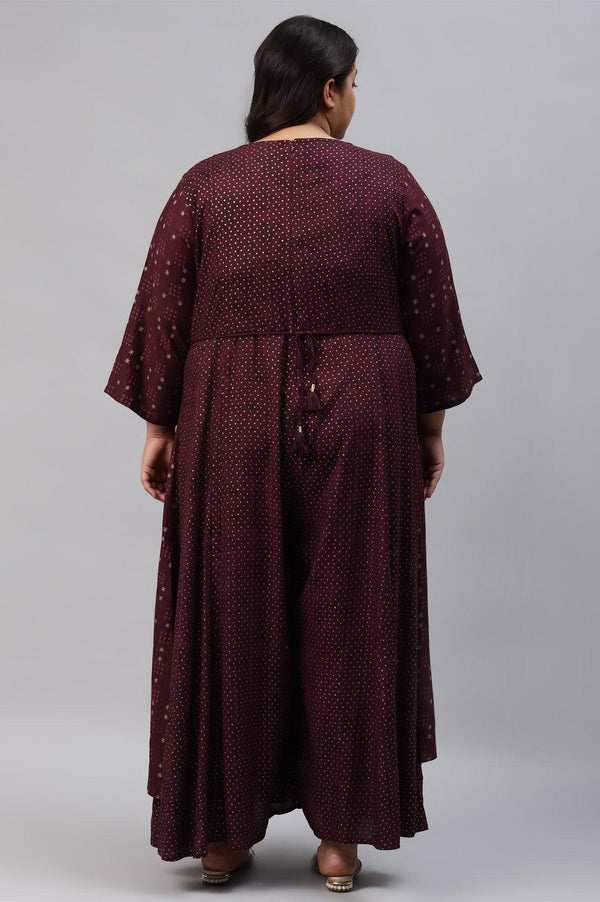 Plus Size Chocolate Brown Heavy Festive Gillet Kimono Jumpsuit