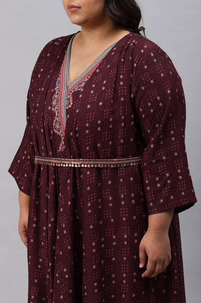 Plus Size Chocolate Brown Heavy Festive Gillet Kimono Jumpsuit - wforwoman