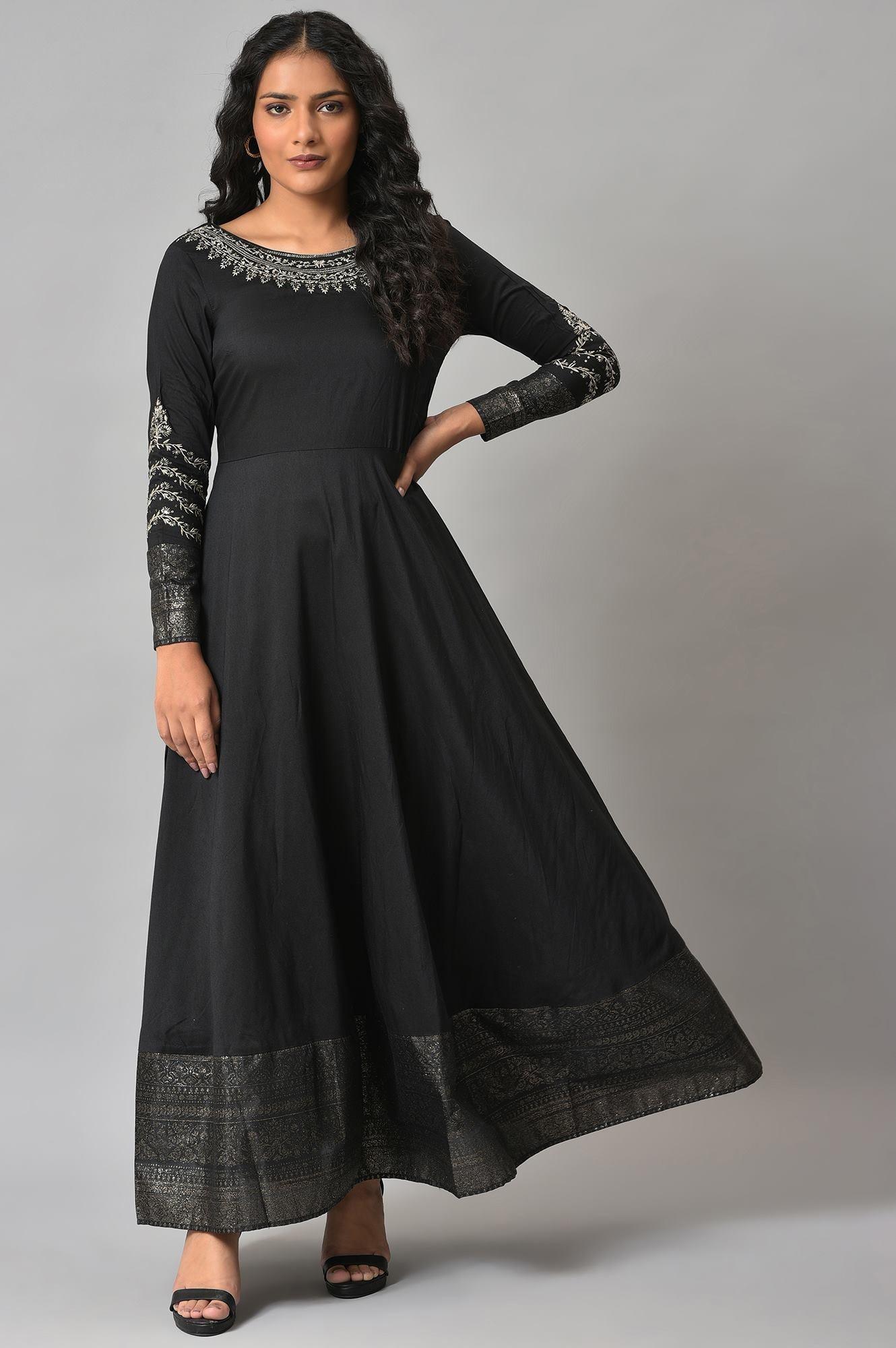 Buy Black Glitter Printed And Embroidered Dress Online for Woman Buy Black Glitter Printed And Embroidered Dress Online for Woman