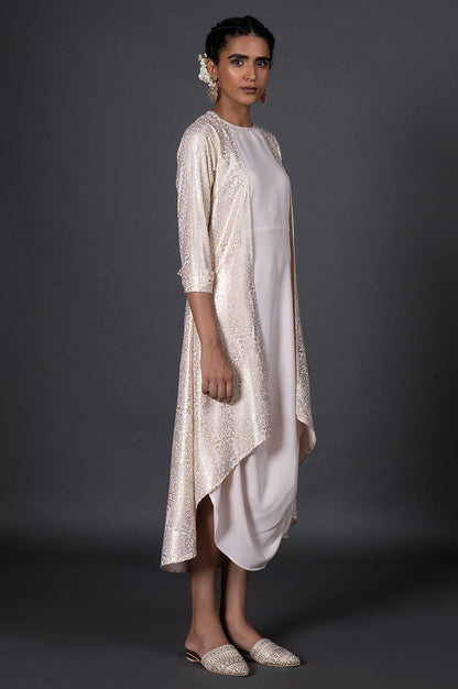 Light Pink Floral Printed Mock Layered Dress - wforwoman