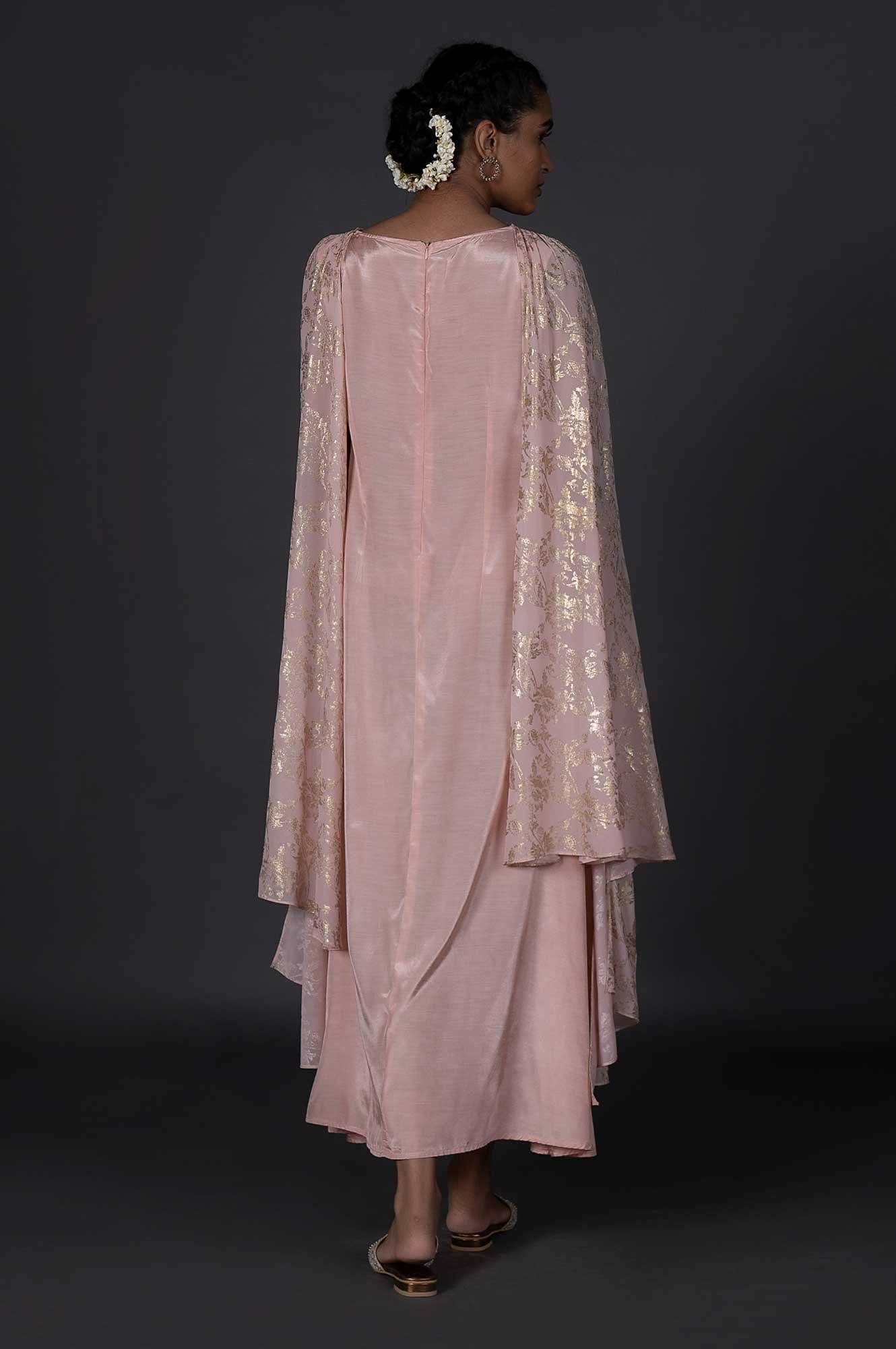 Light Pink Dupatta Drape Dress - wforwoman