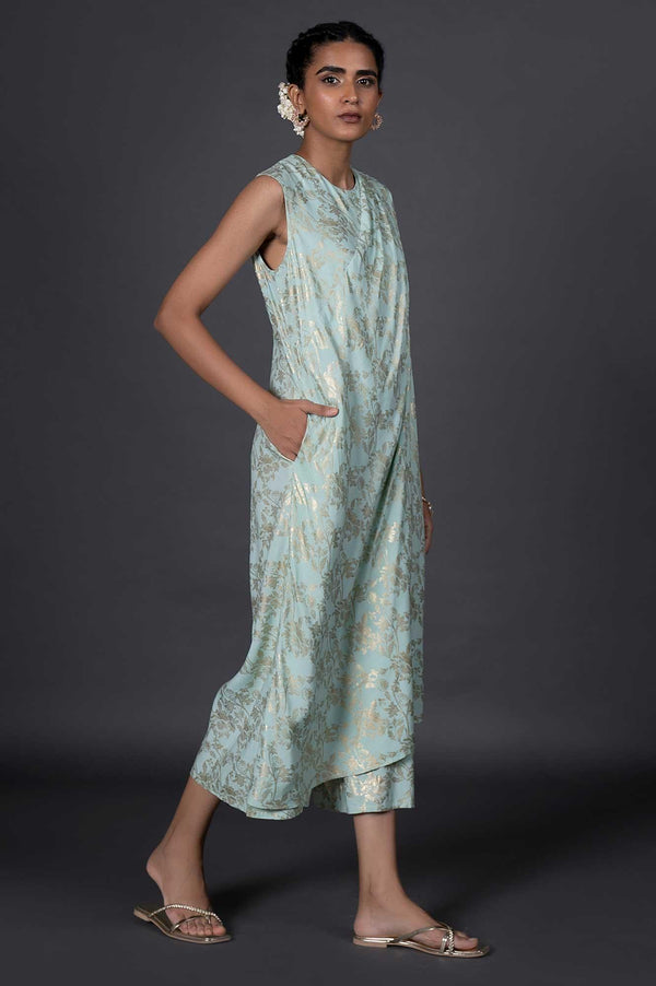 Green Draped Style Festive Printed Jumpsuit