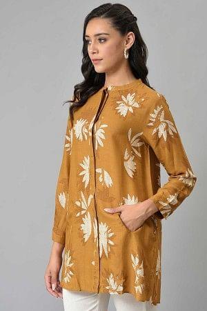 Mustard Floral Print Top - wforwoman