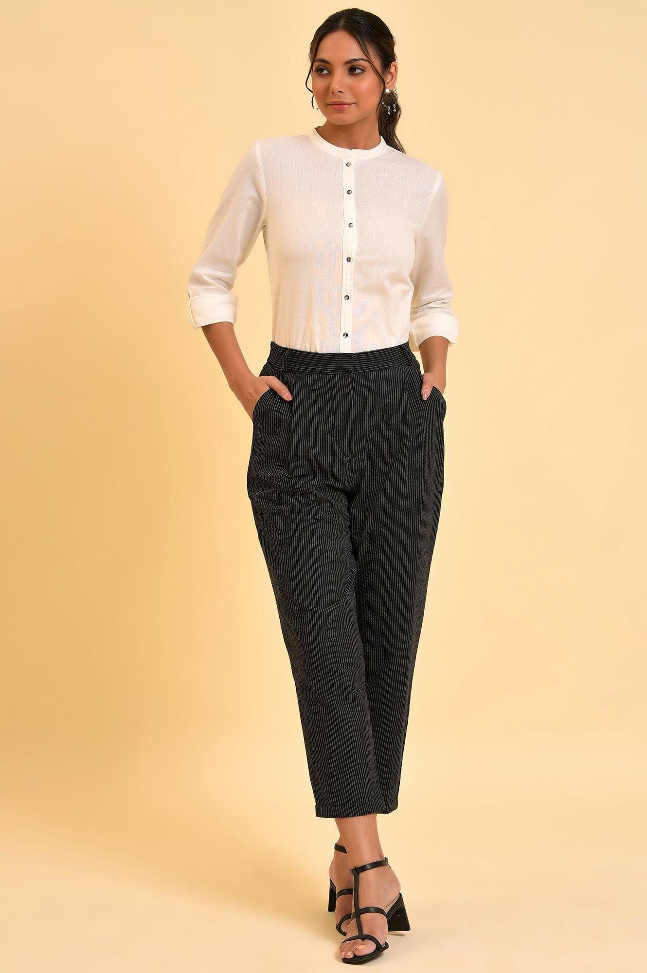 Plus Size Ecru Cotton Flax Button Down Western Top - wforwoman