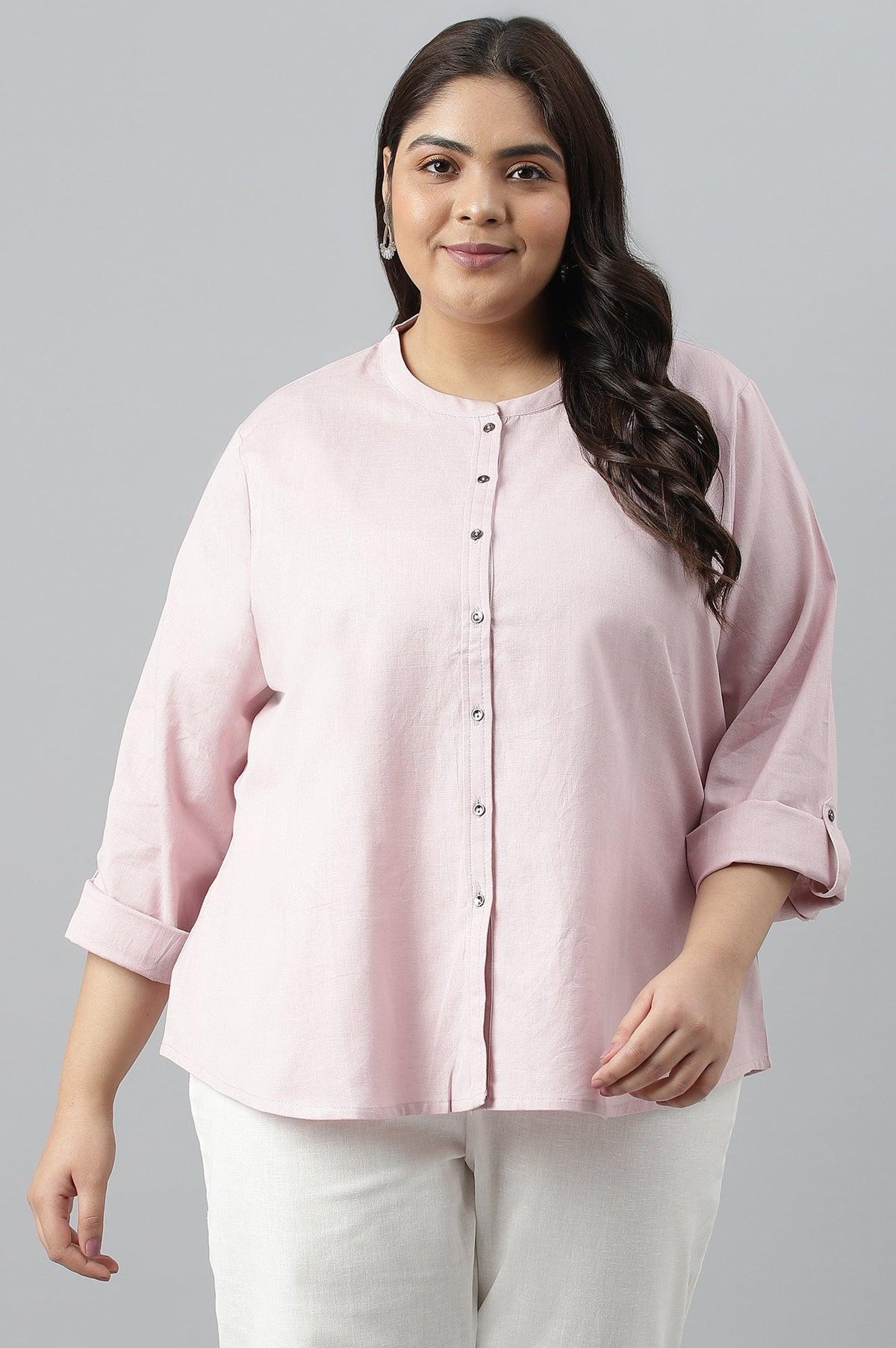 Plus Size Light Purple Button Down Western Top - 20