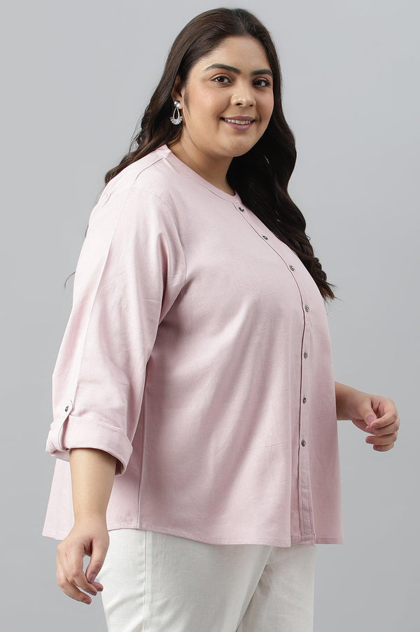 Plus Size Light Purple Button Down Western Top