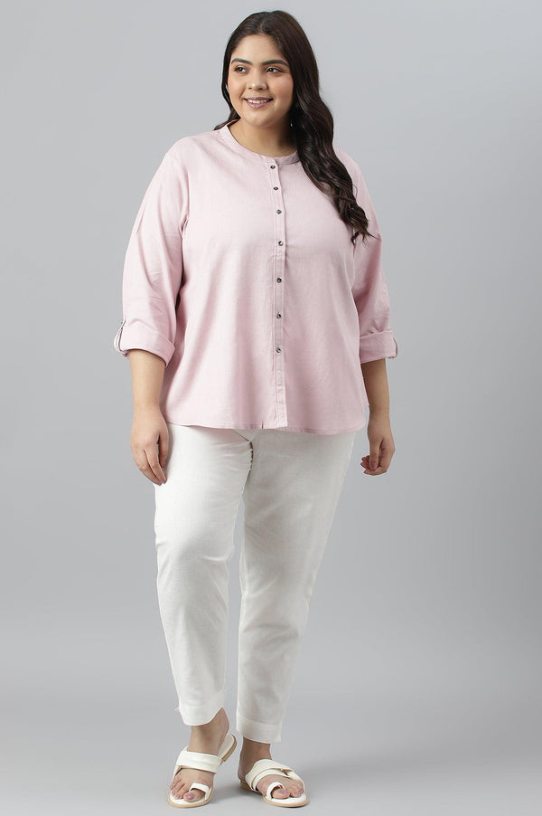 Plus Size Light Purple Button Down Western Top