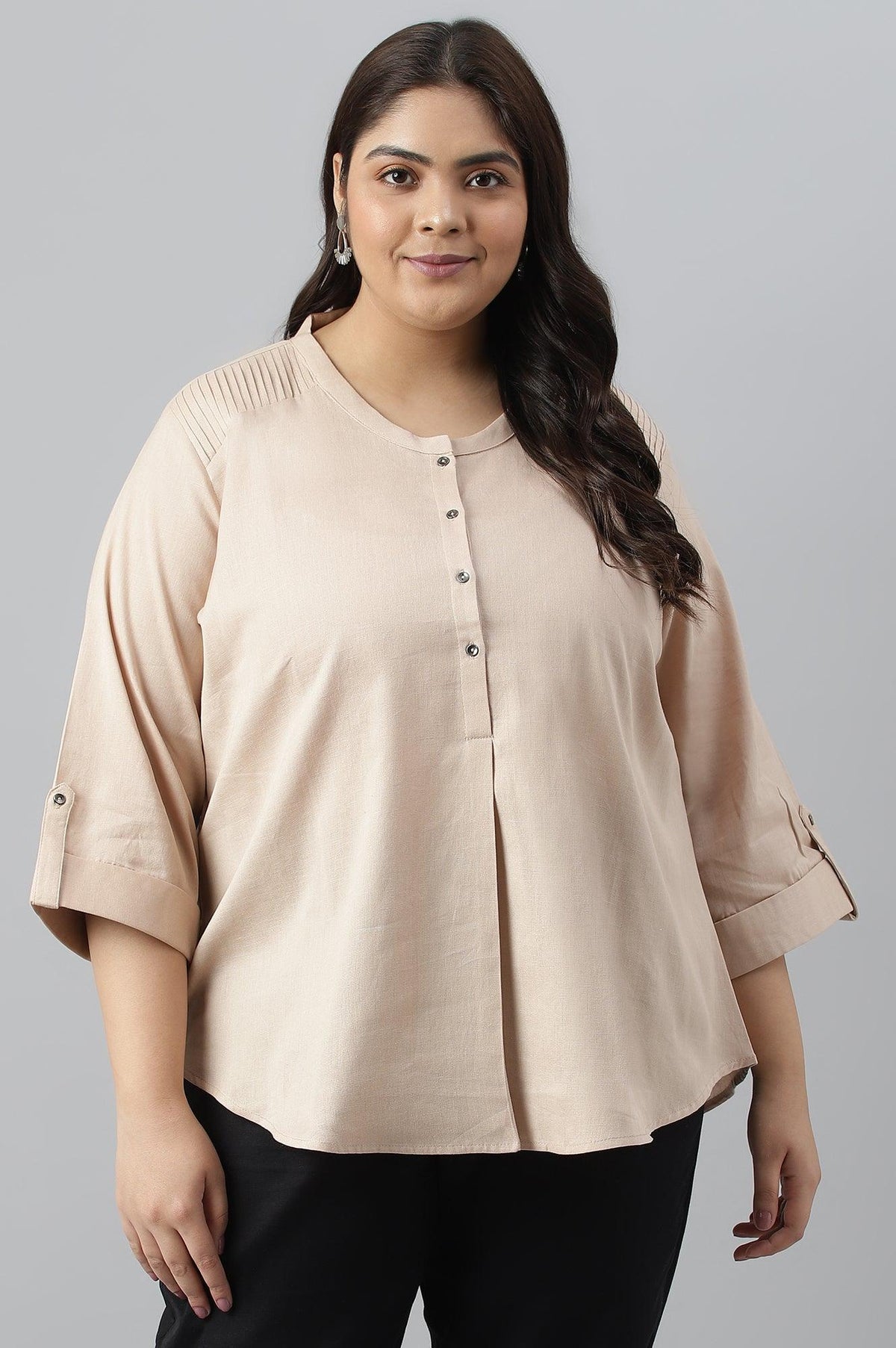Biege Plus Size Western Top - 4XL