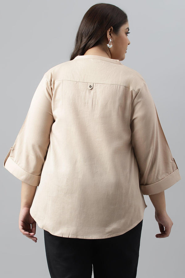 Biege Plus Size Western Top