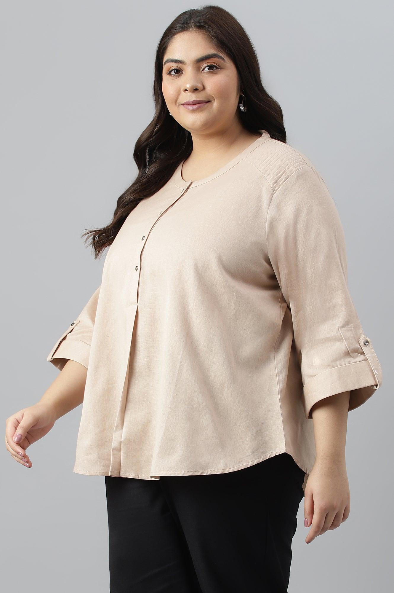 Biege Plus Size Western Top - wforwoman