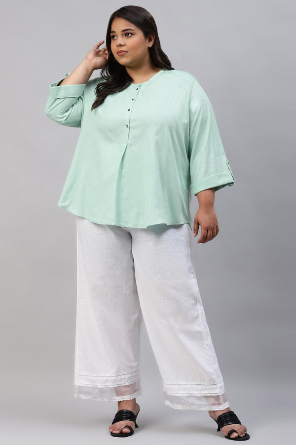 Mist Green Western Plus Size Top