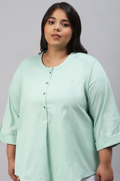 Mist Green Western Plus Size Top - wforwoman