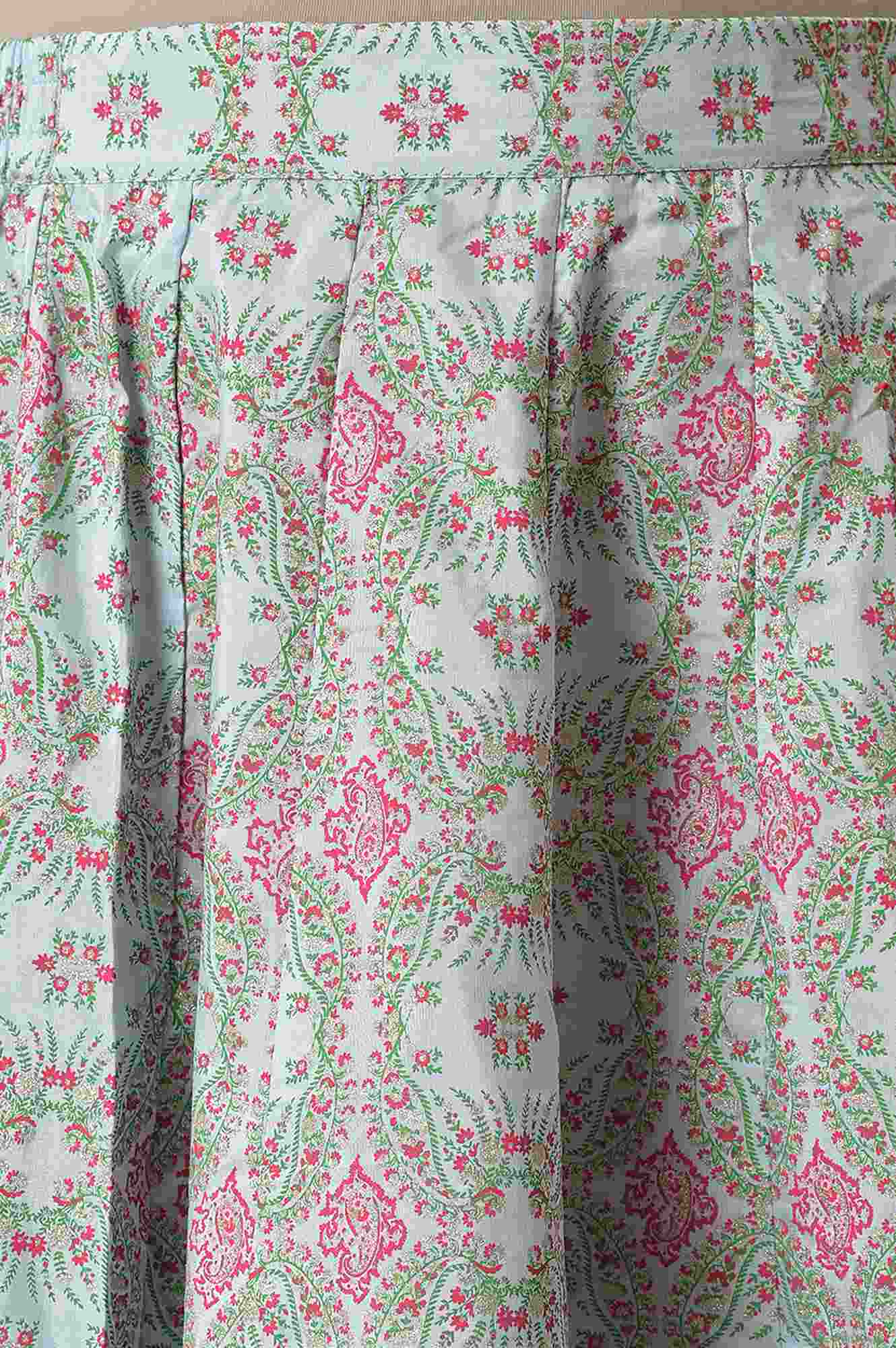 Blue And Multicoloured Floral Skirt