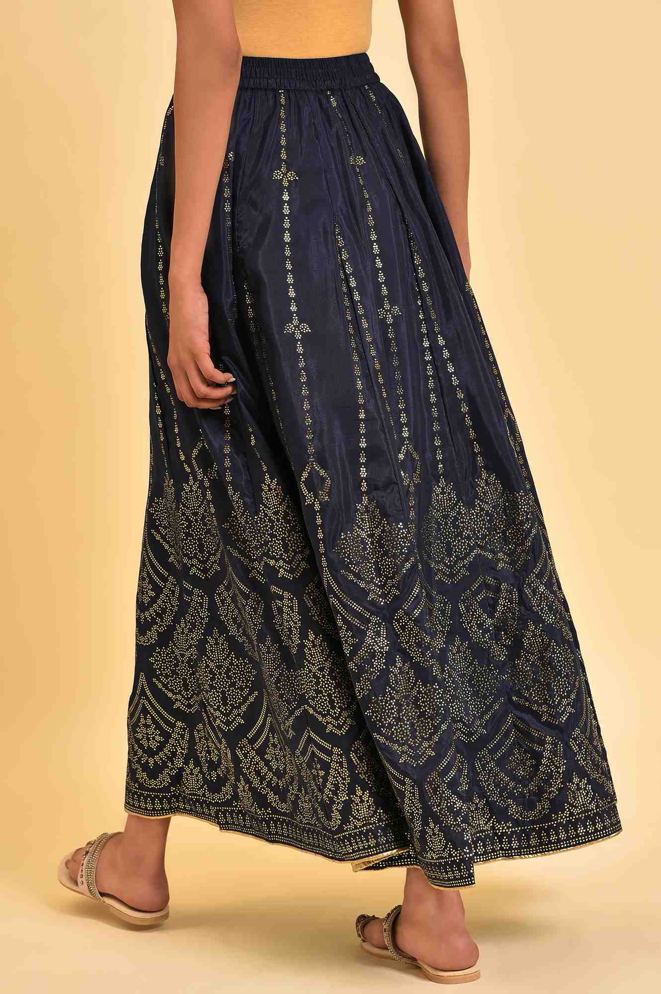 Blue Printed Light Festive Skirt