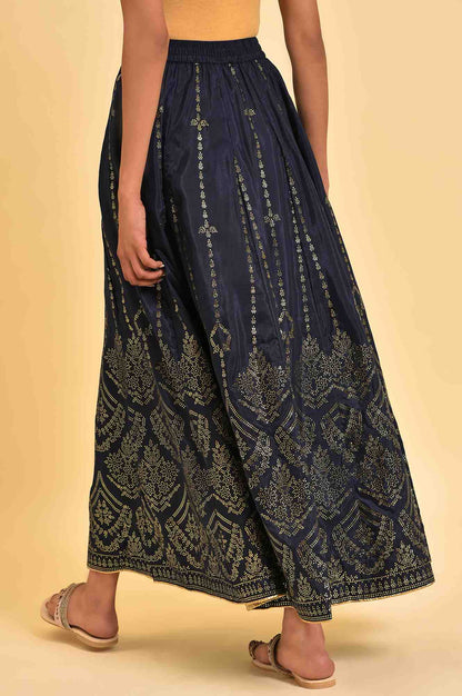 Blue Printed Light Festive Skirt