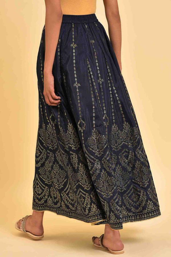 Blue Printed Light Festive Skirt