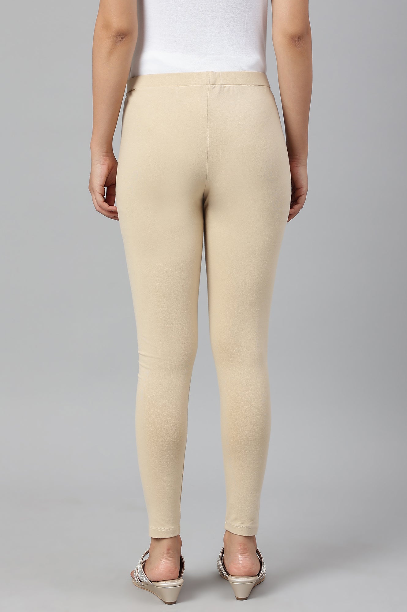 Beige Knitted Cotton Lycra Tights